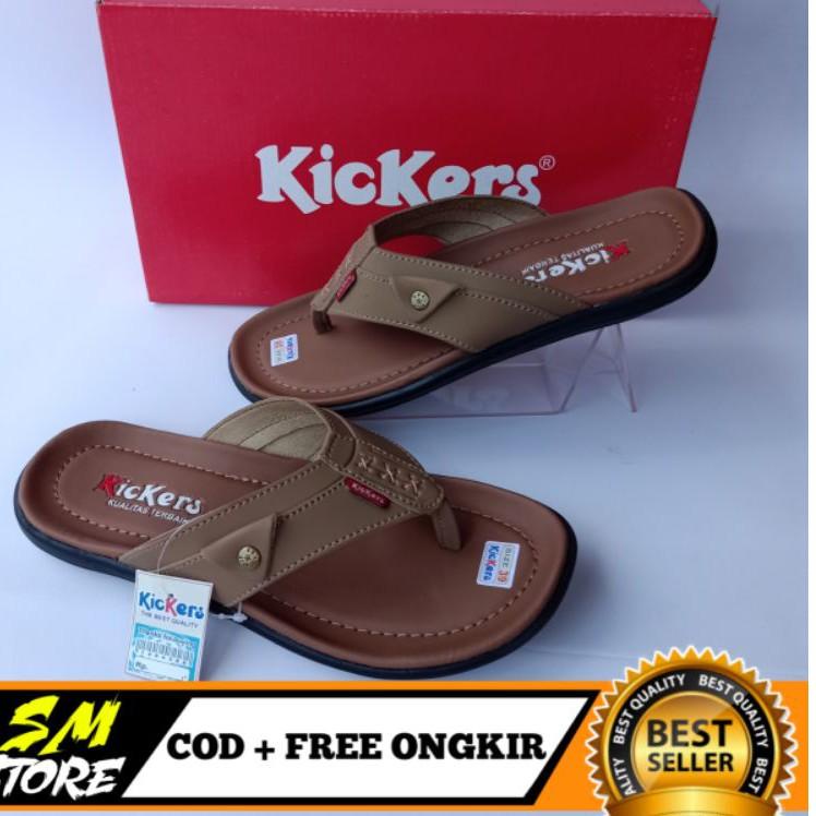 Terbaru.. SANDAL JAPIT PRIA KULIT KICKERS | SANDAL JEPIT KICKERS | SANDAL KULIT PRIA