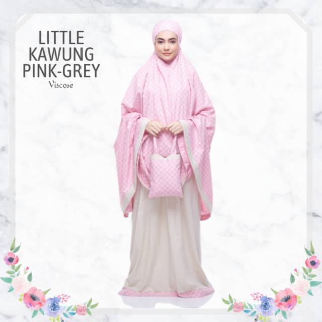 LITTLE KAWUNG PINK GREY Mukena Katun Viscose. Mukena Cantik. Mukena Tazkia Tazbia