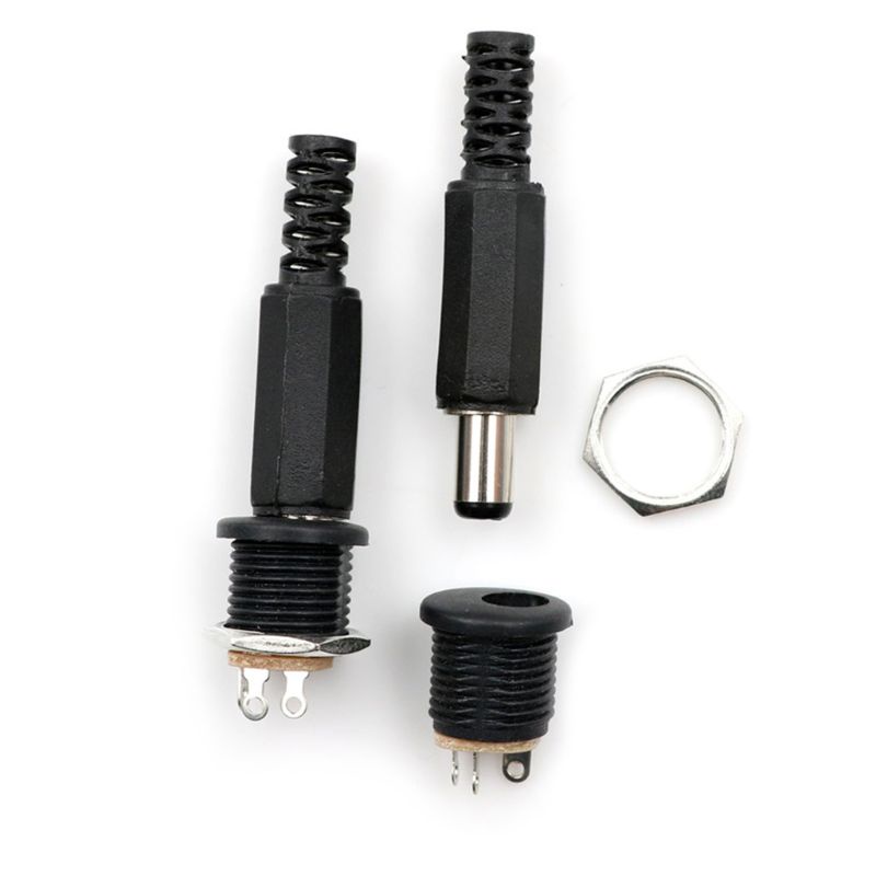 btsg 10 pcs 12V 3A Plastic Male Plugs + Female Socket Panel Mount Jack DC Power Connector Electrical Supplies
