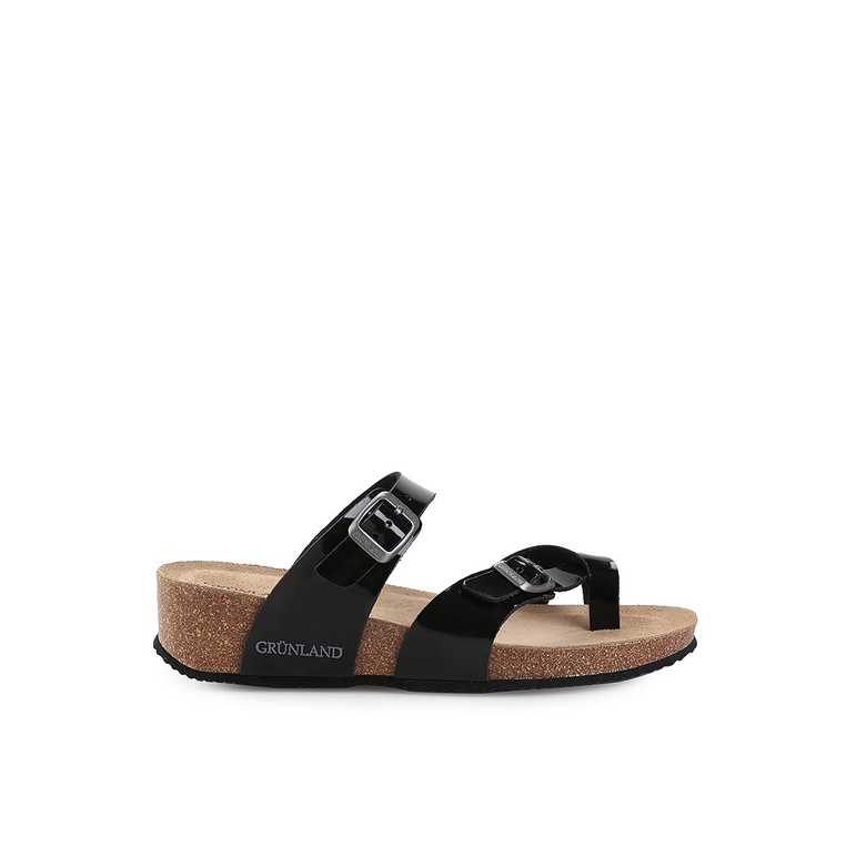 SANDAL JEPIT KULIT GRUNLAND WANITA ORIGINAL FLAT CASUAL HITAM GRW01