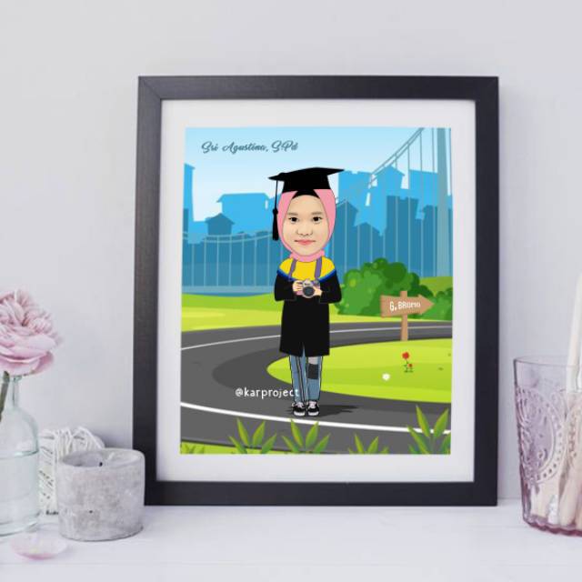 KARIKATUR WAJAH CUSTOM KADO WISUDA / KADO NIKAHAN / KADO ULTAH DLL