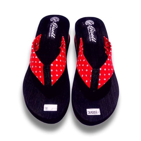 Sandal Wedges Wanita Dewasa Motif Polkadot Terbaru