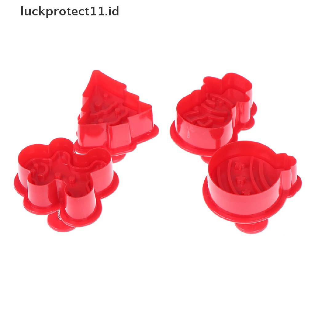 4pcs / set Cetakan Pemotong Kue / Biskuit 3d diy Untuk Natal