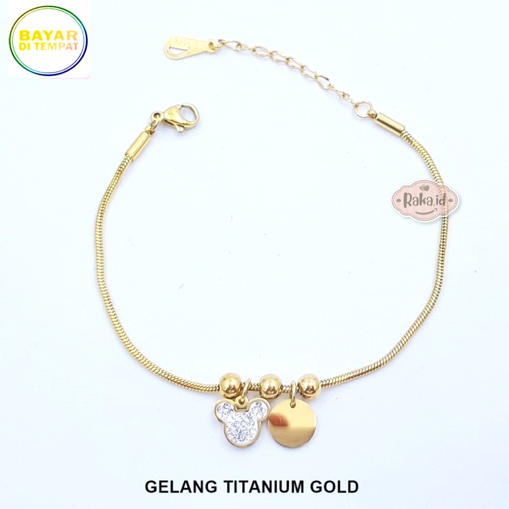 Raka Acc - Gelang Tangan Wanita Gelang TITANIUM Mickey Belut Perhiasan Wanita Berkualitas 600