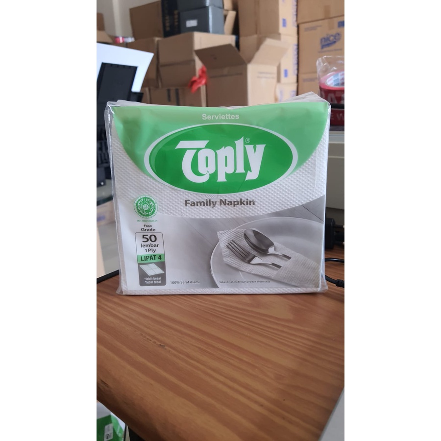 Tissue Toply Napkin Belah Lipat 4 - 1 Ply - 50 Sheets