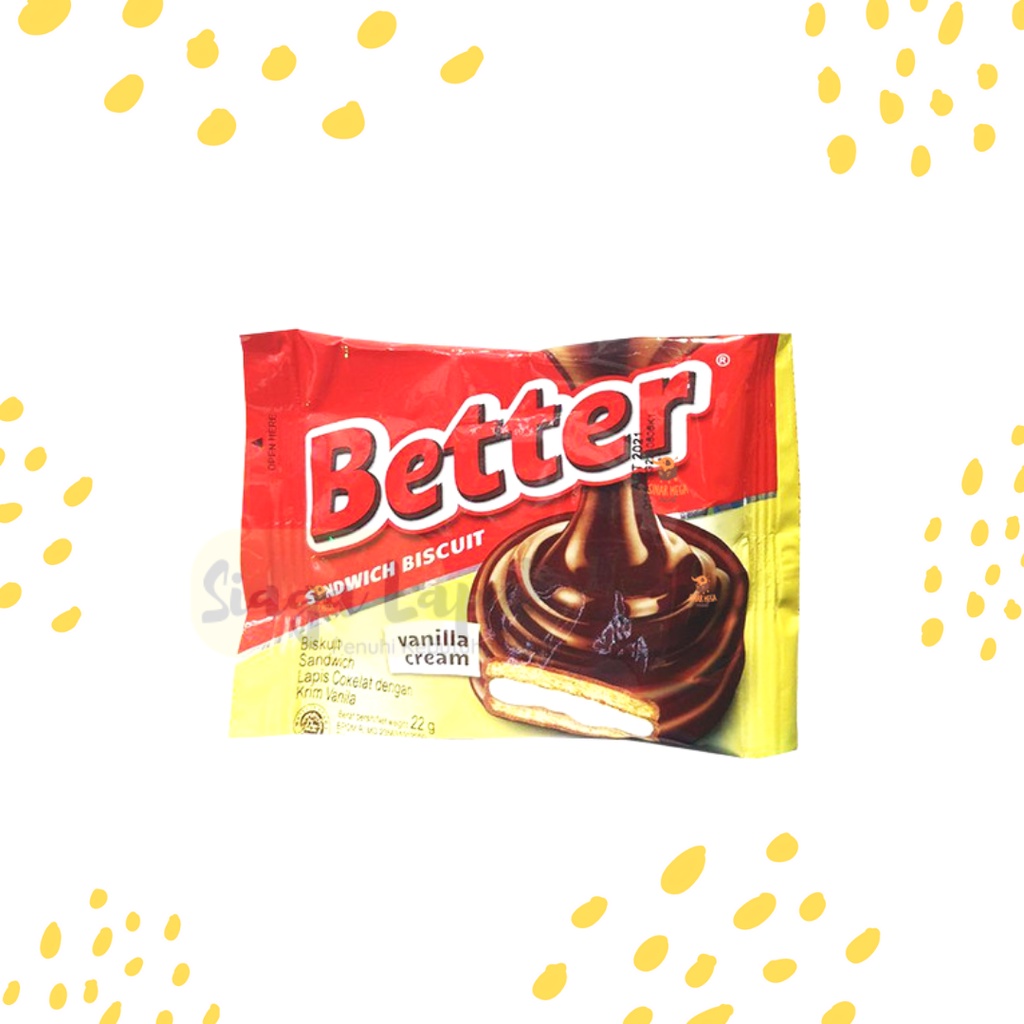 

Better Sandwich Vanilla Cream Biskuit Coklat 27gr