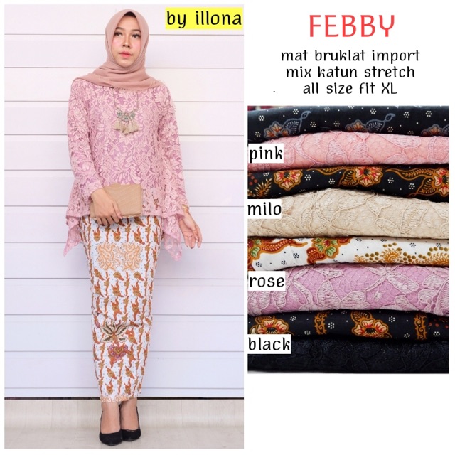 Febby Set / Brodake Set/ Broklat Set/ Brokat Set/ Set Brokat/ Brokat Batik / Size Sedang /Brokat Set