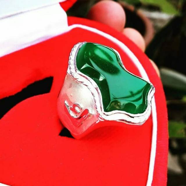 cincin terompah batu hijau garut ring perak murni