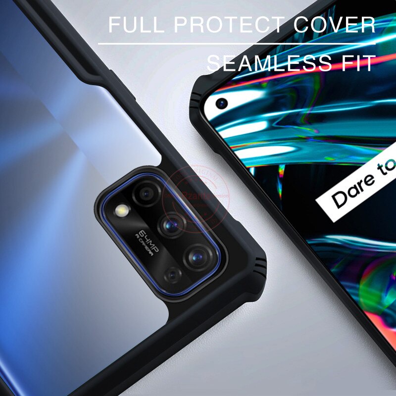 Case REALME 7 PRO Armor Fushion Transparent Casing + Tempered Glass Full Layar dan Skin Carbon