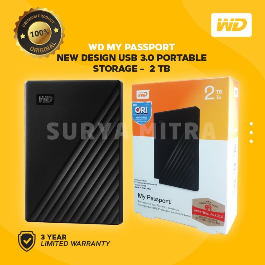 Hardisk Eksternal WD My Passport 2TB Ultra Slim