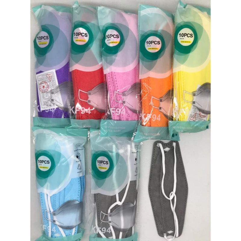 Masker KF94 Headloop Warna Warni / Masker KF94 Hijab Isi 10 Pcs