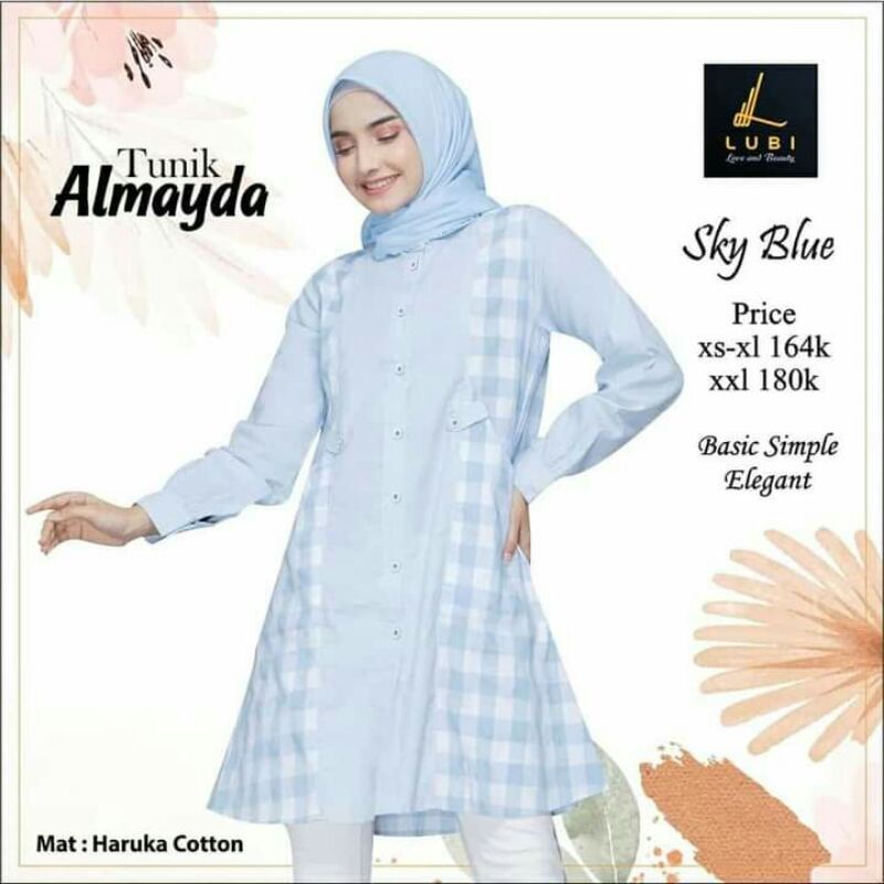 TUNIK LUBI ALMAYDA RERBARU LUBI TUNIK ATASAN WANITA MUSLIMAH MOTIF TERBARU ATASAN TUNIK LUBI REMAJA 