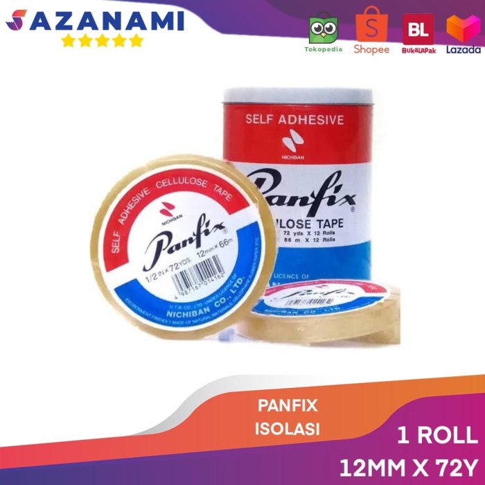

Terlaris Panfix Isolasi Bening 12Mm X 72Y Selotip Bening 1/2 Inch Lakban Bening Terlaris