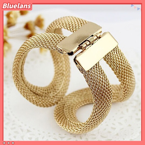 Bluelans Women Cool Fashion Mesh Wide Alloy Spring Cuff Bracelet Jewelry Punk Bangle