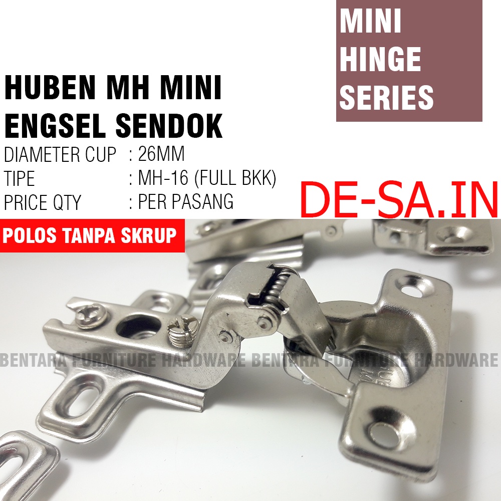 Huben MH Engsel Sendok Mini 26MM - Mini Conceal Hinge MH-0 MH-8 MH-16 Lurus Setengah Full Bungkuk Inset Half Full Overlay