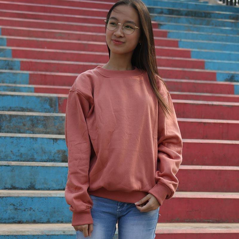 SWEATER_ID Basic Sweater Salem Salmon Polos Unisex Fleece Tebal Premium