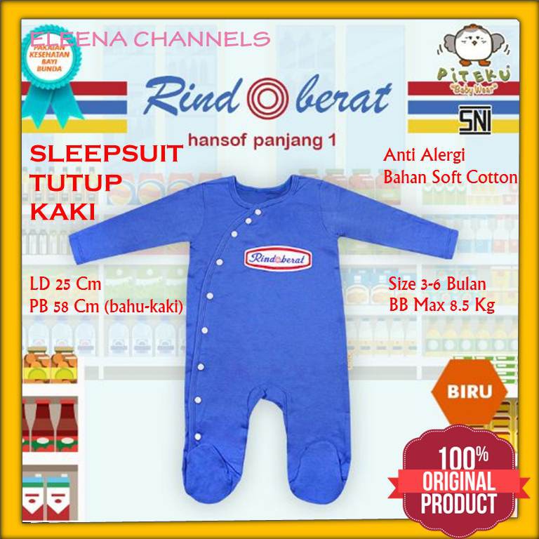 Jumpsuit Tutup Kaki Baju Bayi Laki-Laki 3-6 Bulan Piteku Hansof Panjang Motif RINDOBERAT