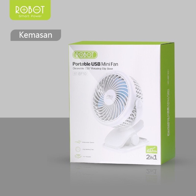 ROBOT RT-BF10 Portable Fan, Mini Fan Kipas Angin Mini - Garansi Resmi 1 Tahun