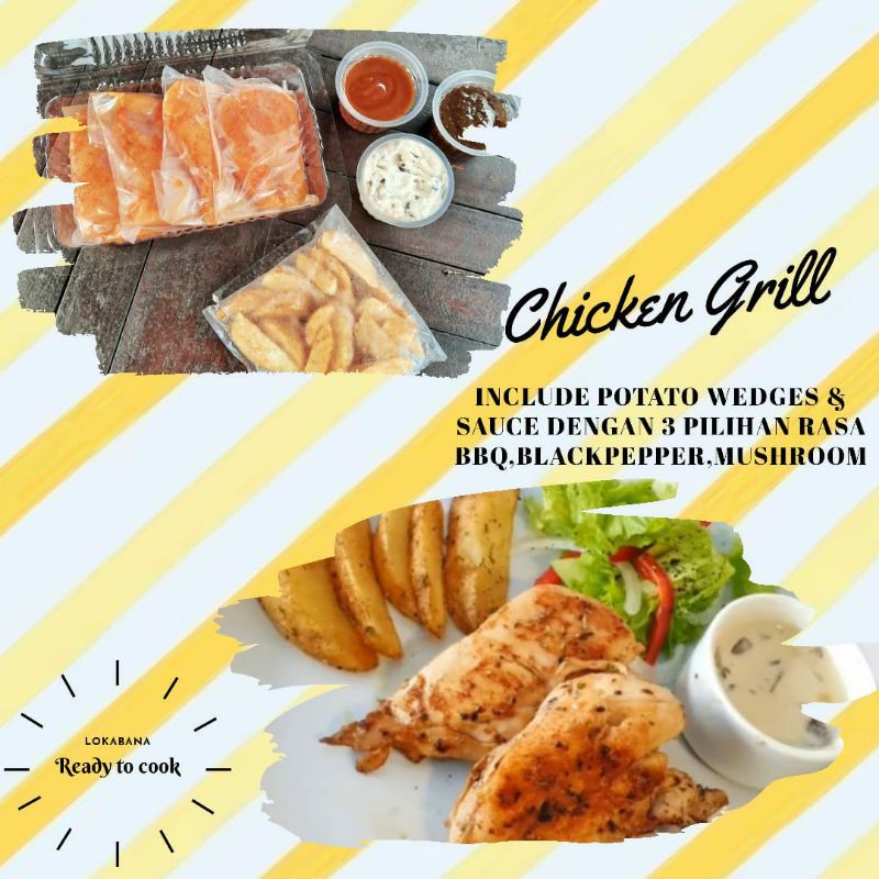 

(Ready to Cook) Grilled Chicken Breast Fillet Steak Ayam Panggang Paket