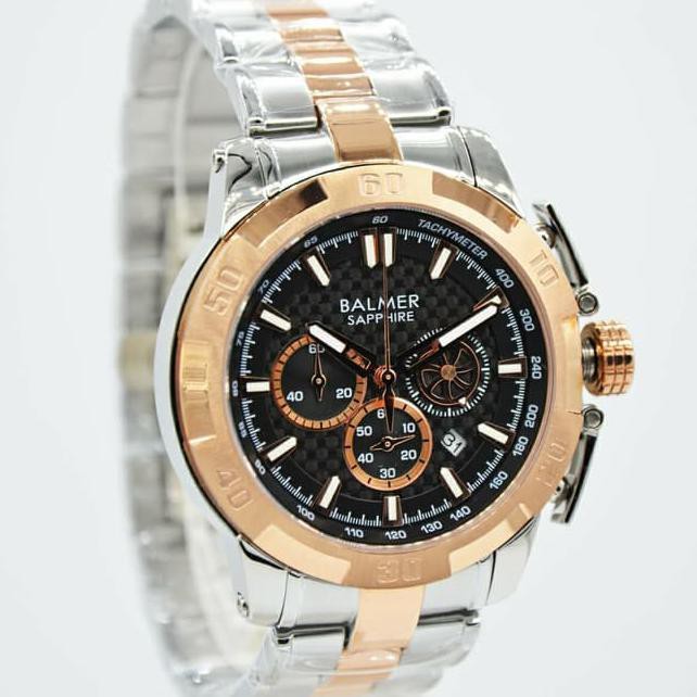 Jam Tangan Pria Balmer Chronograph Silver Rosegold Original