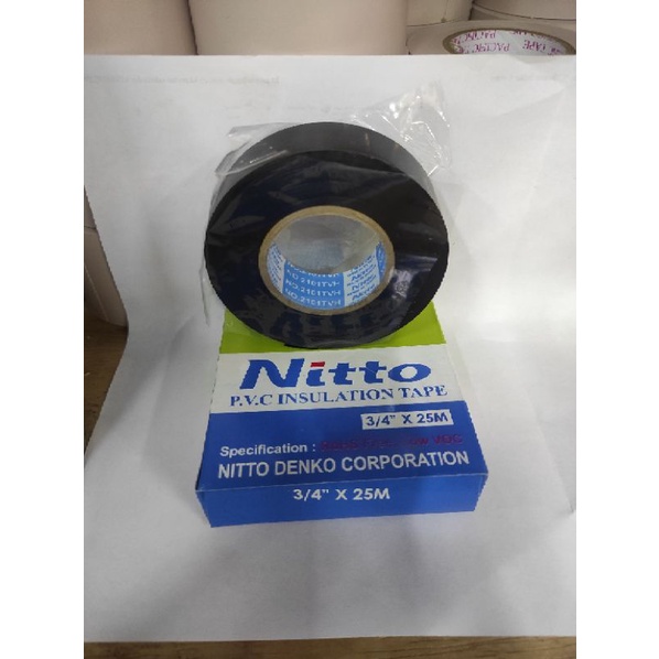 ISOLASI NITTO / ISOLASI LISTRIK 3/4 X 25M LAKBAN KABEL ISOLLASI TAPE HITAM