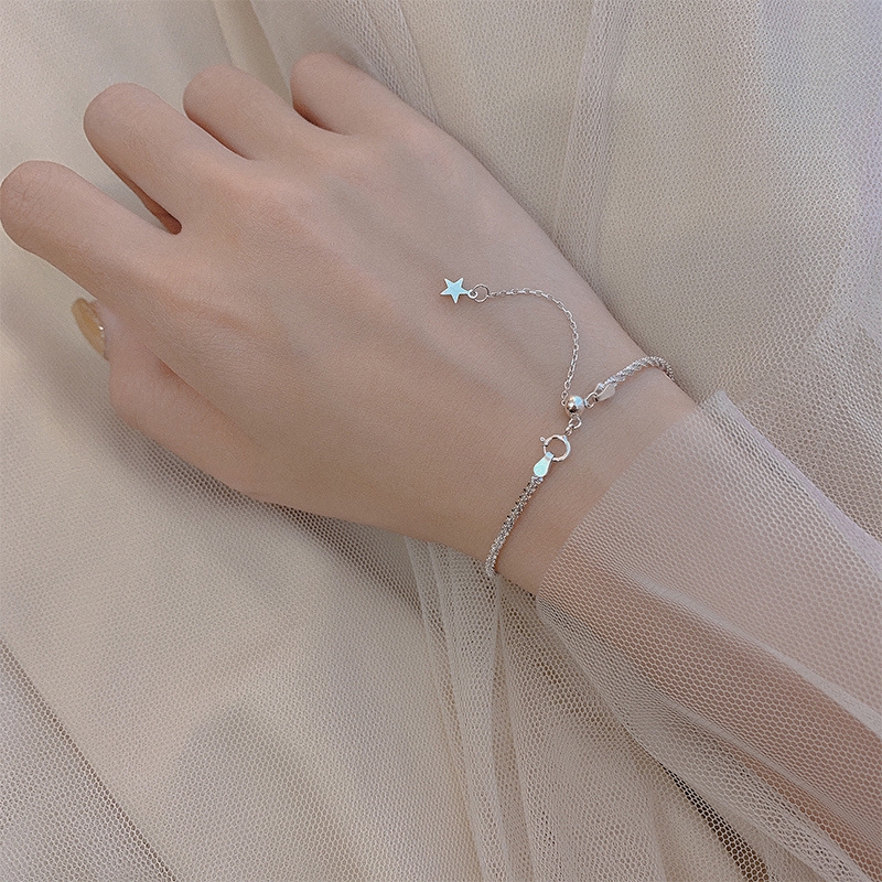 Perhiasan Gelang Kristal Meteor Gypsophila Pentagonal Bahan 925 Silver Gaya Kasual Untuk Hadiah Wanita