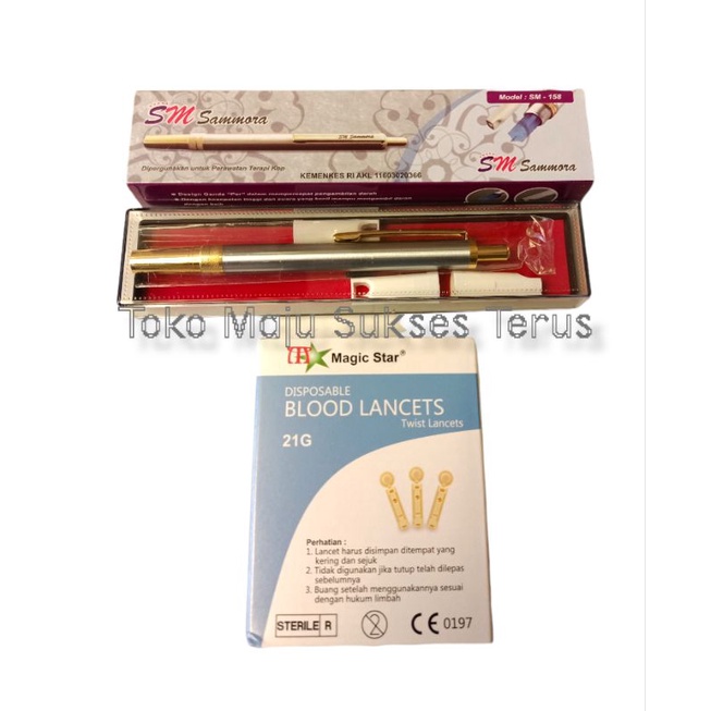 PAKET PEN BEKAM STAINLESS SAMMORA+JARUM PLASTIK MAGIC STAR