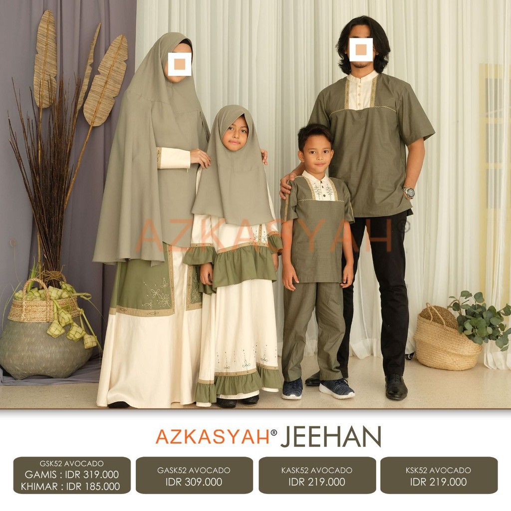 Sarimbit Azkasyah Original (SK52) Jeehan Avocado. Baju Couple Keluarga Sarimbit Muslim Azkasyah 2020