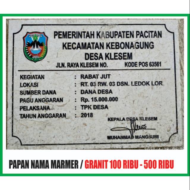 

Papan nama marmer /granit