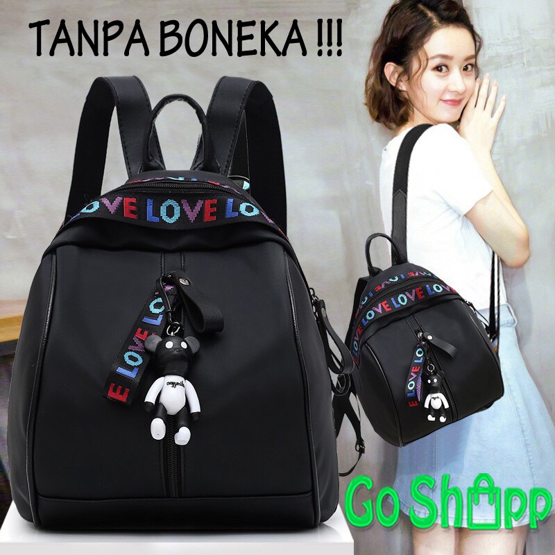 Tas Backpack Wanita Import - Tas Ransel Wanita Fashion Terbaru - Backpack Love Tanpa BONEKA [BK02]