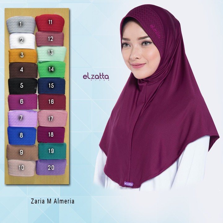 ELZATTA Zaria M Almeria Bergo Jilbab Instan  Polos  