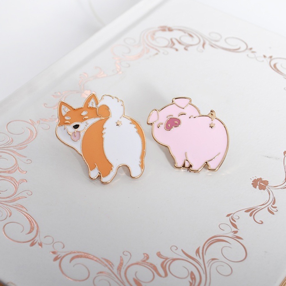 1 Pc Bros Pin Enamel Bentuk Hewan Panda Anjing Babi Untuk Unisex