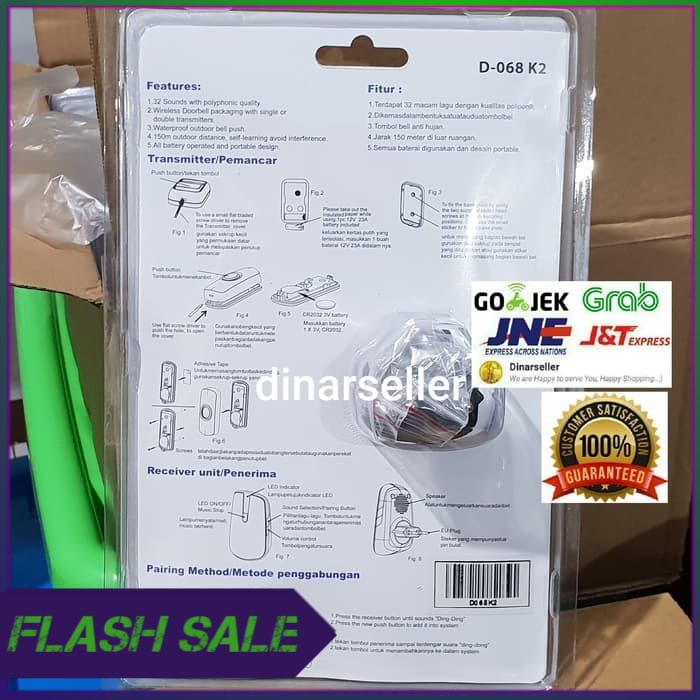 Heles bel rumah wireless  NEW MODEL  tanpa kabel 2 remote