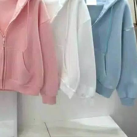 ۝ Jaket Hoodie Wanita Polos Oversize Lengan Panjang Babyterry ➤