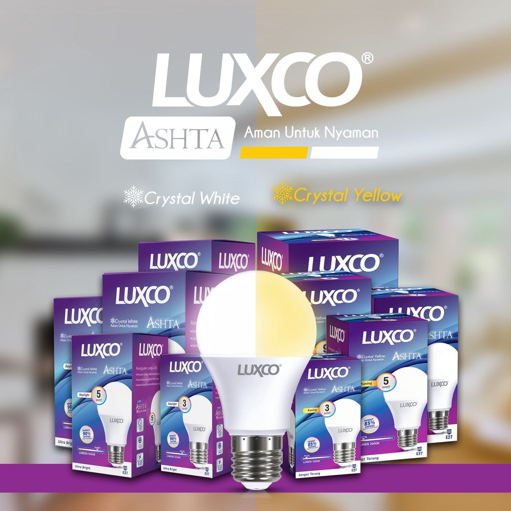 LAMPU LED 22WAT BULAT MURAH BERGARANSI &amp; BERKUALITAS  CAHAYA PUTIH [ GARANSI 1 TAHUN ] ASHTA CRYSTAL SERIES MODEL BULAT MERK LUXCO SNI ISO 9001 DAYLIGHT DAN WARMWHITE 3-22 WATT FREE ONGKIR