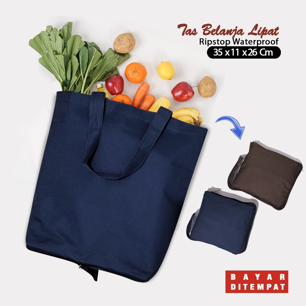 Tas Belanja Polos Lipat Besar Totebag Sayuran dan Buah Shopping Bag Lipat Tenteng Size Big
