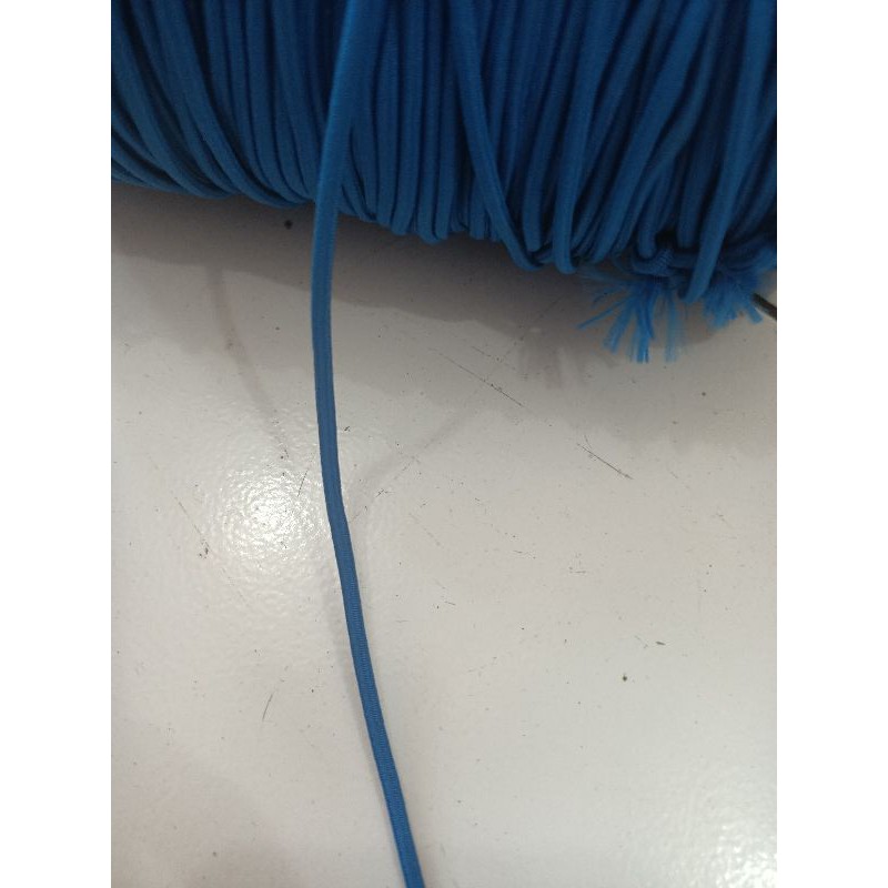 tali bulat elastis tali string elastis/tali karet bulat  3mm 13 warna( permeter)-Biru bca