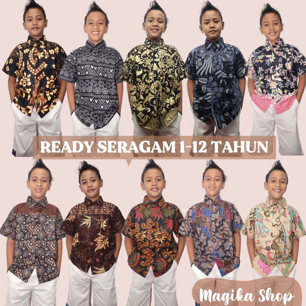 Batik Anak Laki Laki Lengan Pendek Premium Modern - Batik Anak Cowok 1 Tahun