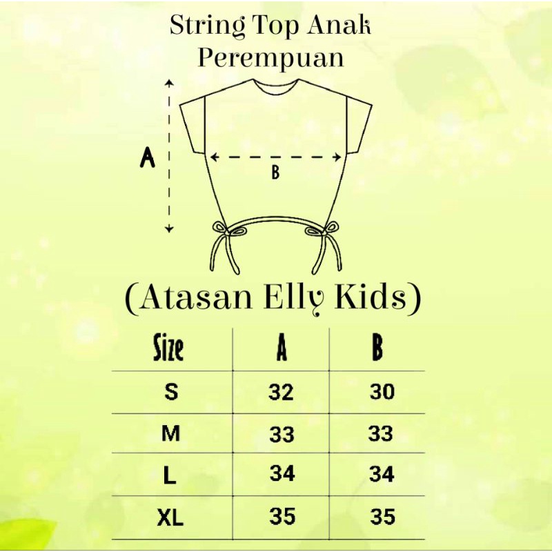 Atasan Anak Perempuan Crop Top Tali Serut Kiri dan Kanan/Atasan Elly Kids 1-5 Tahun Matt Babyterry