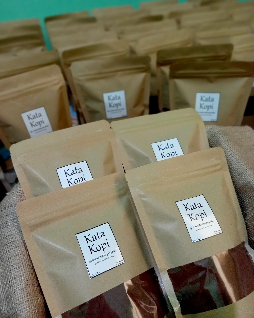 [i00 Pcs] Standing Pouch Window Ecopack 14x23 Kpack/ Kertas Paper/ Craft Kraft/ Kemasan Kopi