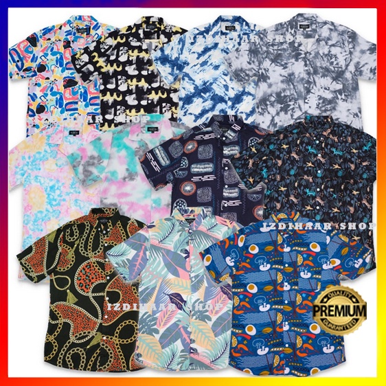 BISA PILIH MOTIF GROSIR MURAH KEMEJA PRIA MOTIF PANTAI BAJU DISTO SURFING MOTIF DAUN