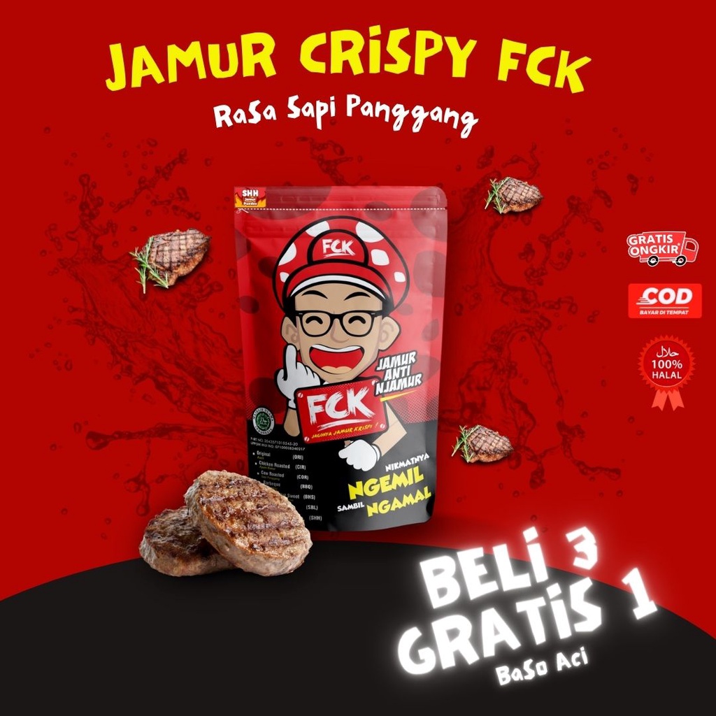 

Jamur Crispy FCK Rasa Sapi Panggang Keripik Pedas Keripik Jamur Makanan Ringan Jajanan Murah A4