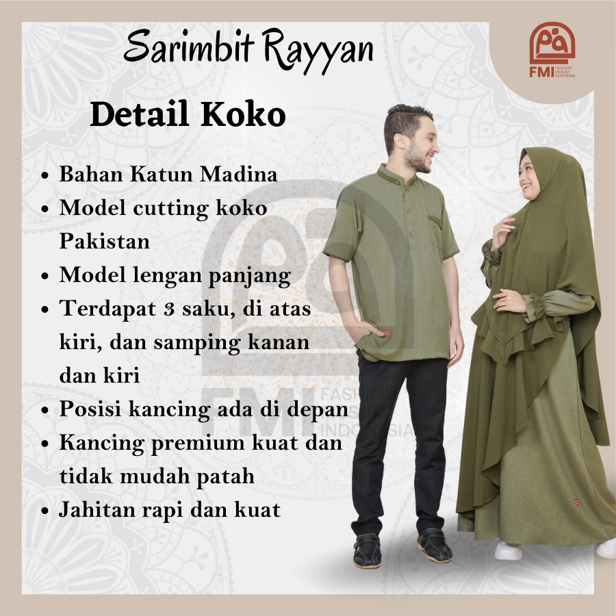 Sarimbit Rayyan Series Baju Pakaian Gamis Koko Sarimbit Seragam Muslim Set Couple Pasangan Ibu Ayah dan Anak Perempuan Suami Istri Keluarga Muslim Kondangan Lebaran Terbaru 2022