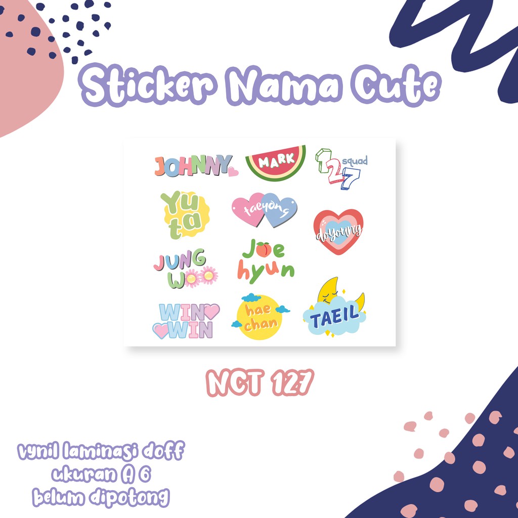 Sticker nama cute NCT 127 NCT Dream WayV stiker