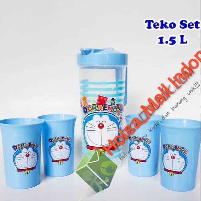 Teko Plastik Set Gelas Karakter 5 In 1