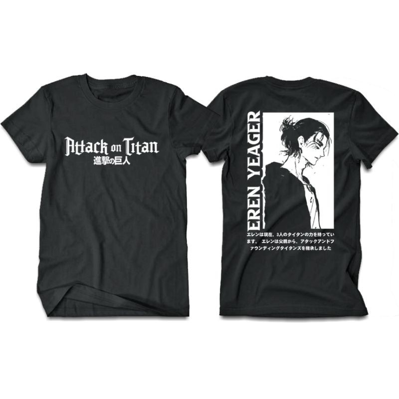 KAOS ANIME AOT EREN YEAGER BAJU DISTRO MURAH POLOS 3D