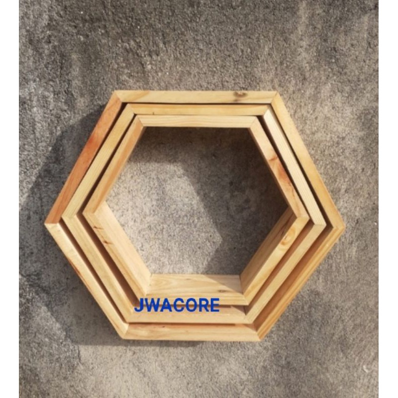 RAK DINDING SEGI ENAM HEXAGONAL 1SET 3PCS