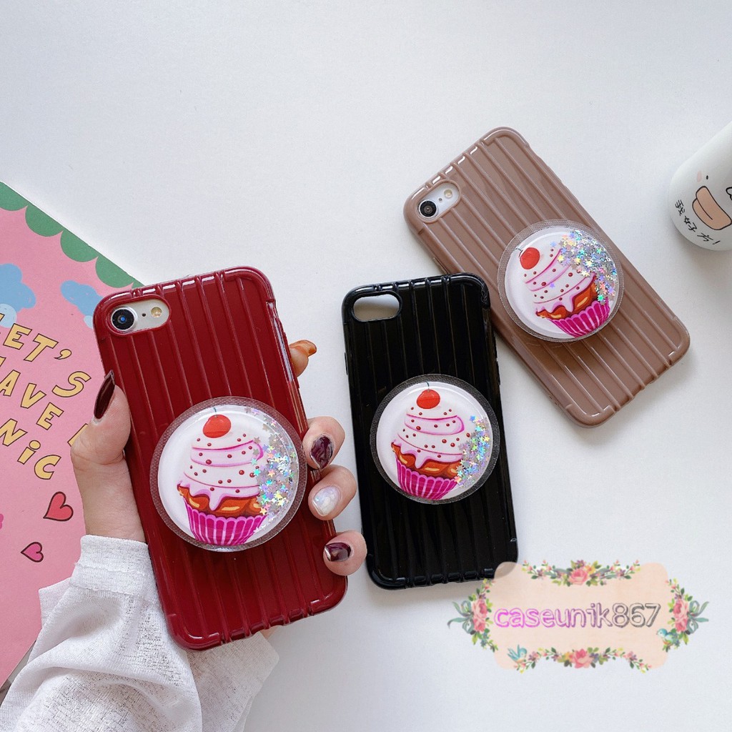 case popsocket glitter luggage koper samsung j2prime g530 prime j4 j6  a20s a30s a10 a20 CS711