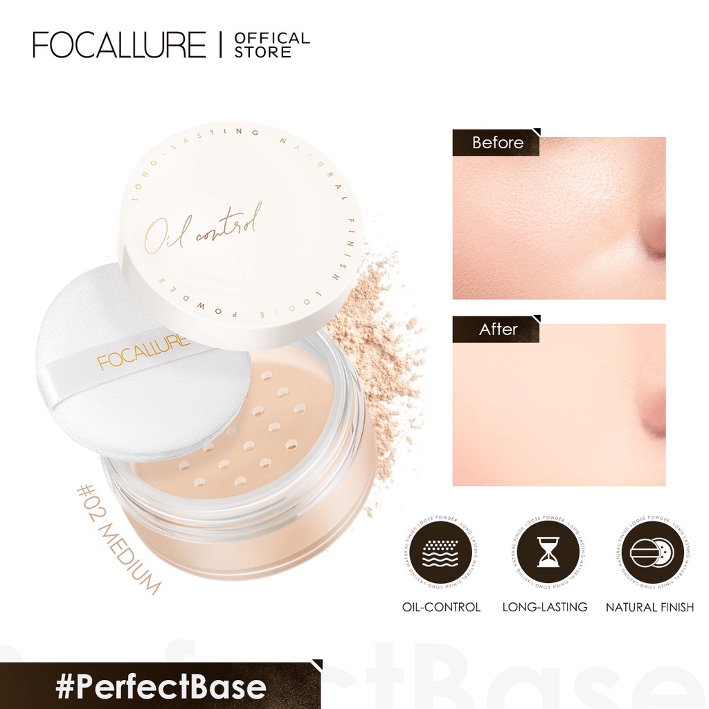 Focallure #PerfectBase Oil-Control Loose Powder Silky Smooth Setting Powder Makeup Beauty