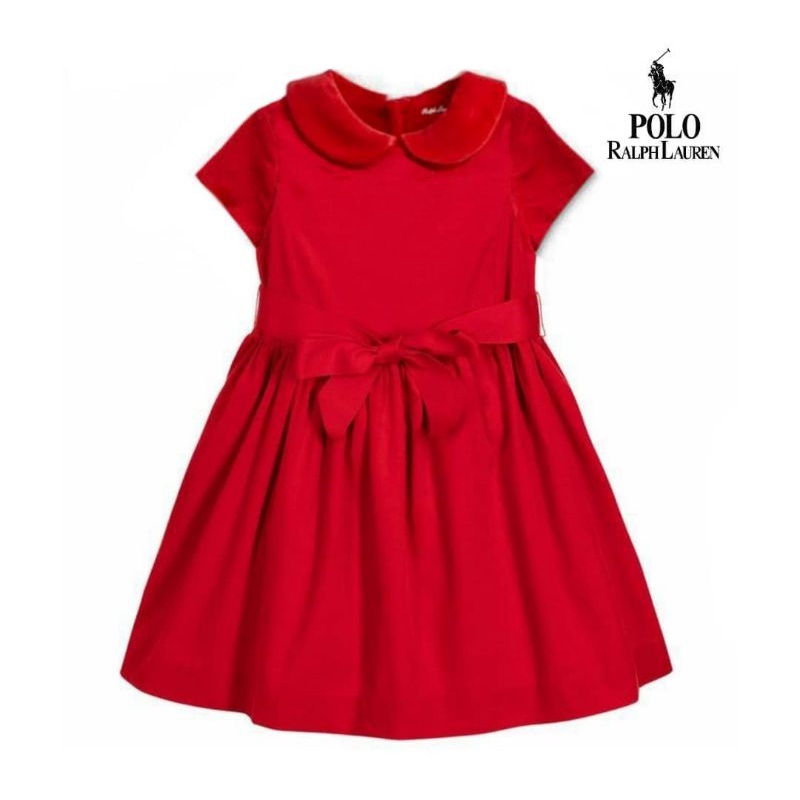 Polo Ralph Laure* - Dress Anak Bayi | Size 18, 24 bulan-Ivy Red Corduroy